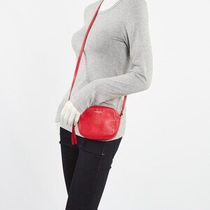 Alexander McQueen Red Textured Leather Crossbody Bag